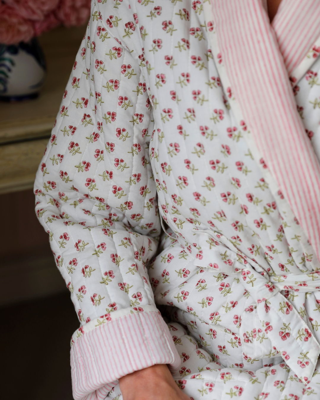 Adult Pink Ditsy Dressing Gown