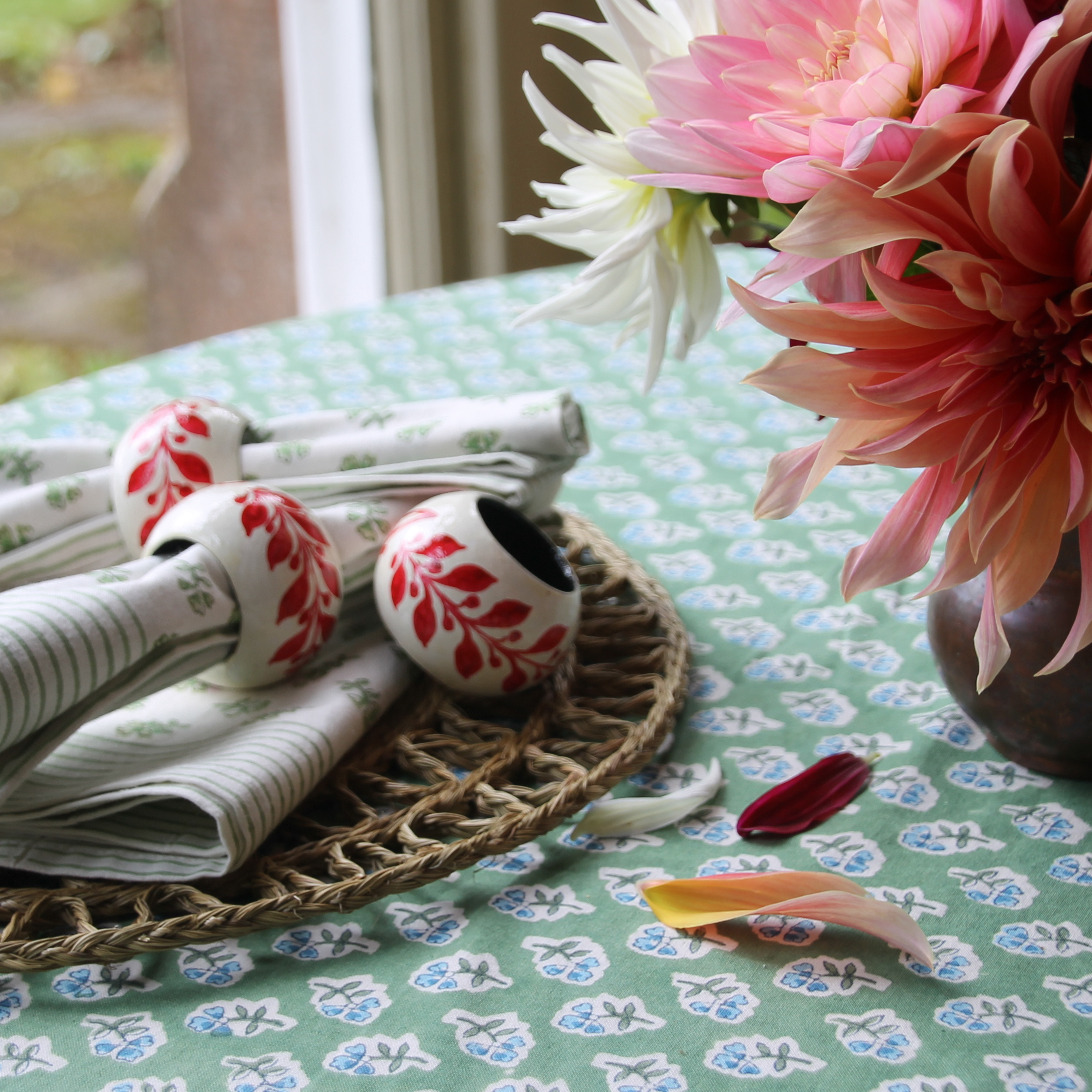 Red Alphabet Hand Painted Napkin Rings