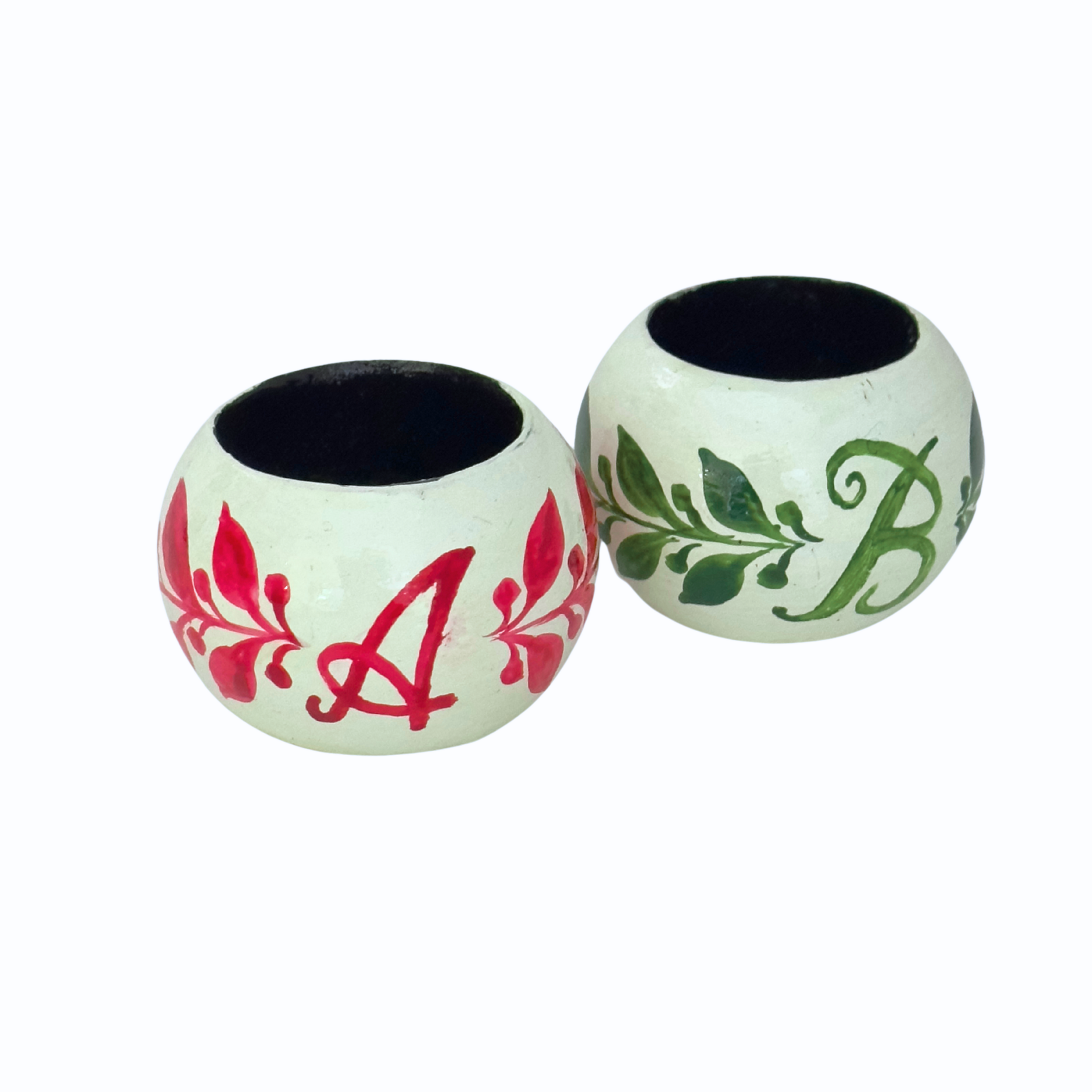 Red Alphabet Hand Painted Napkin Rings