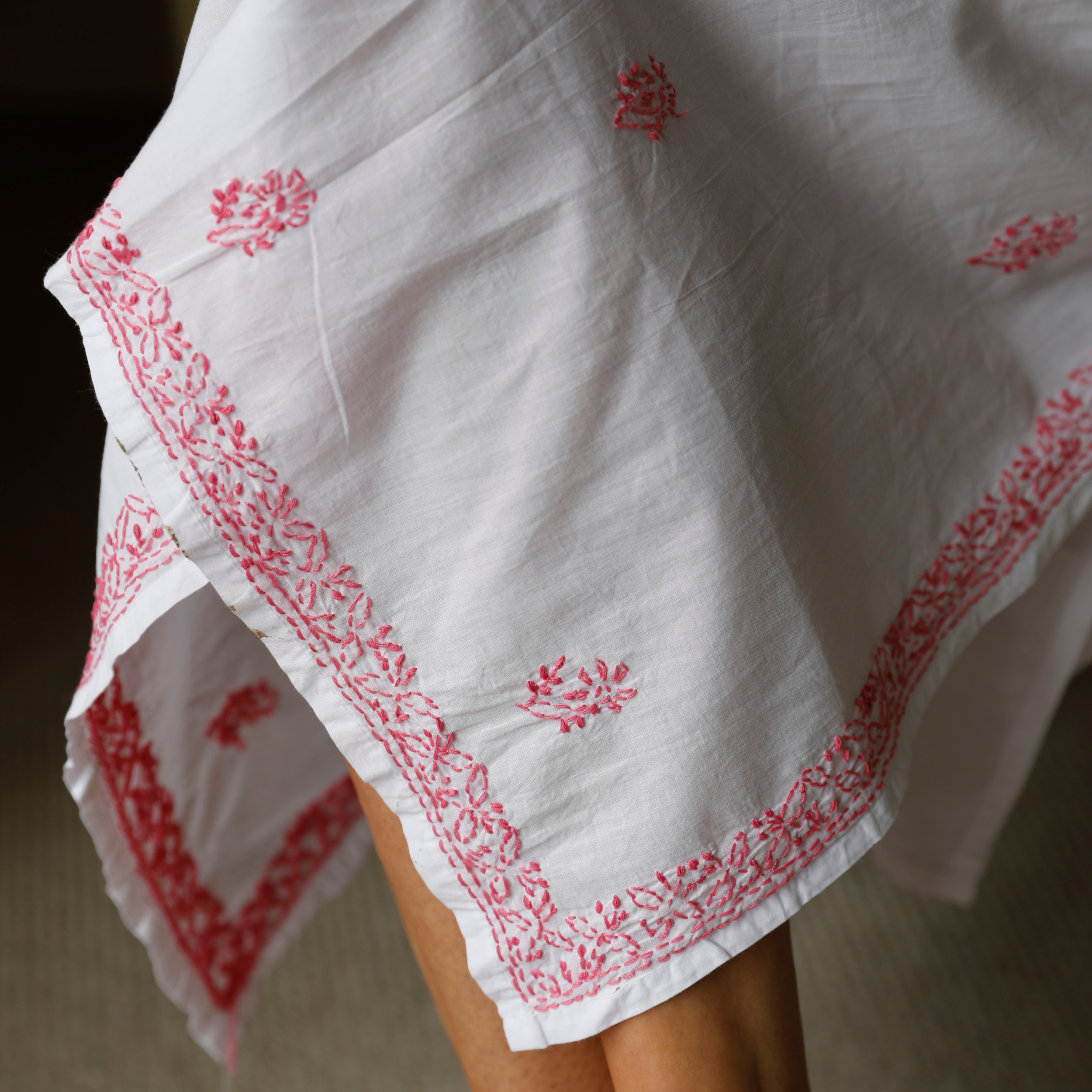 Long Sleeved Nightie - Pink Embroidery