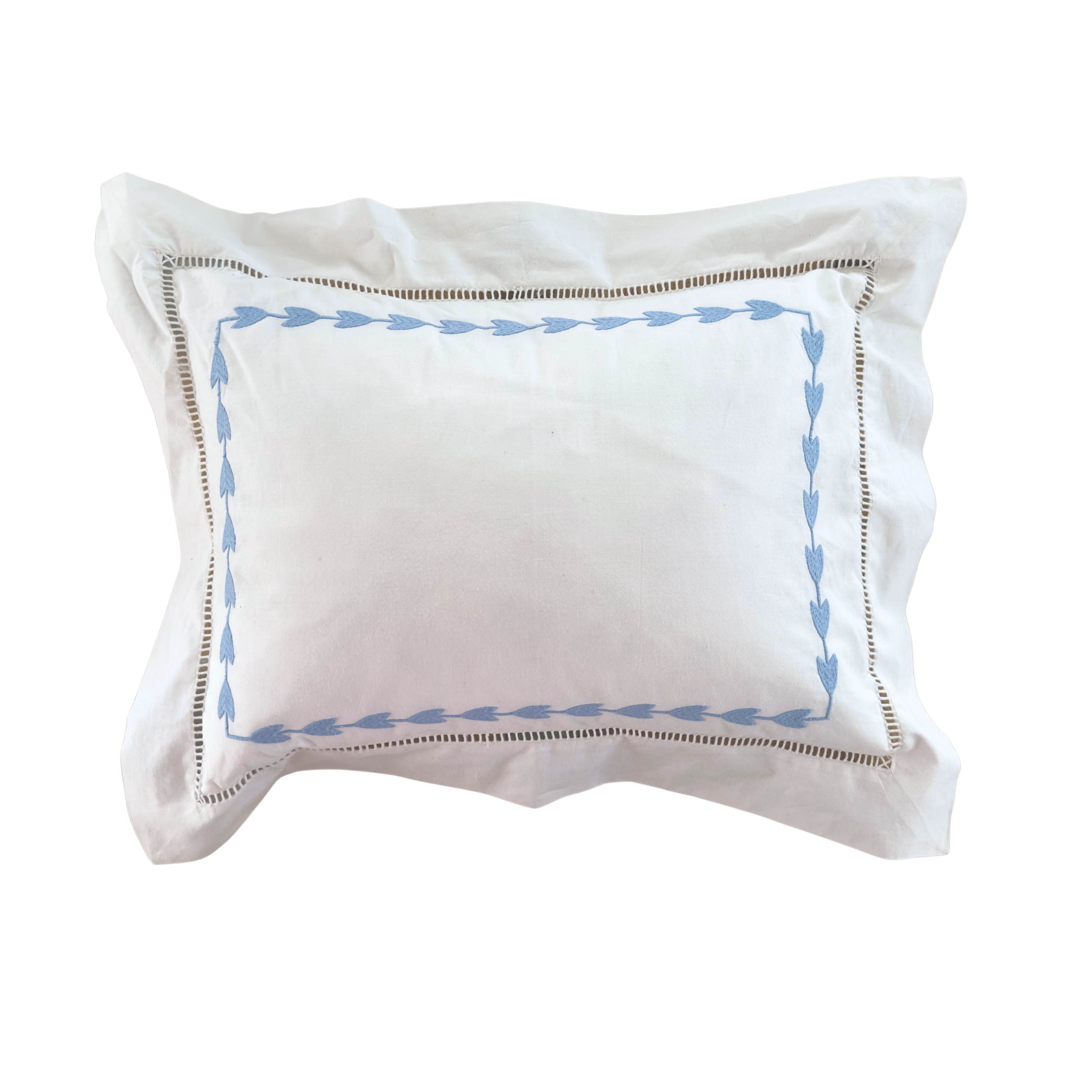 Blue Leaf Border Baby Pillowcase