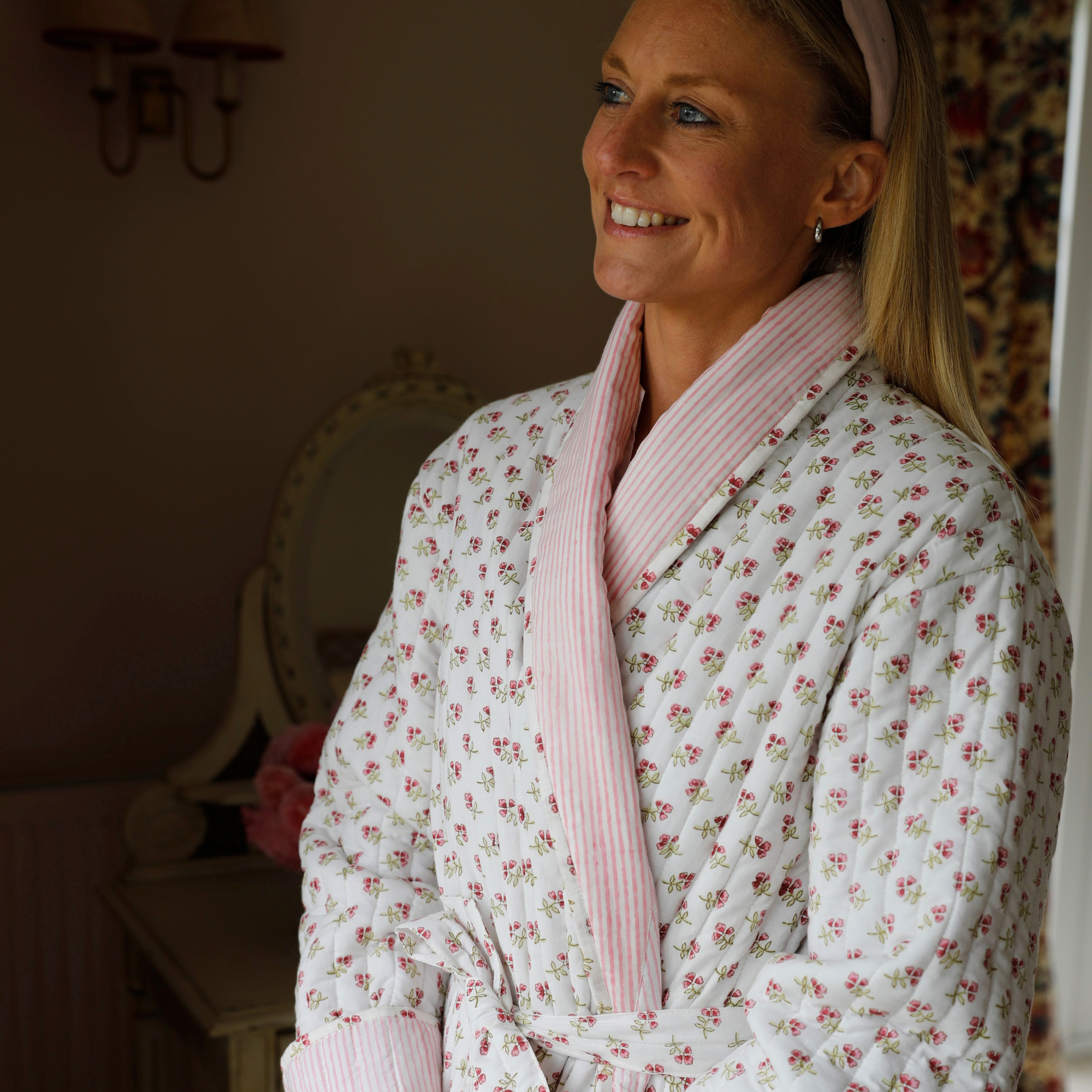 Adult Pink Ditsy Dressing Gown