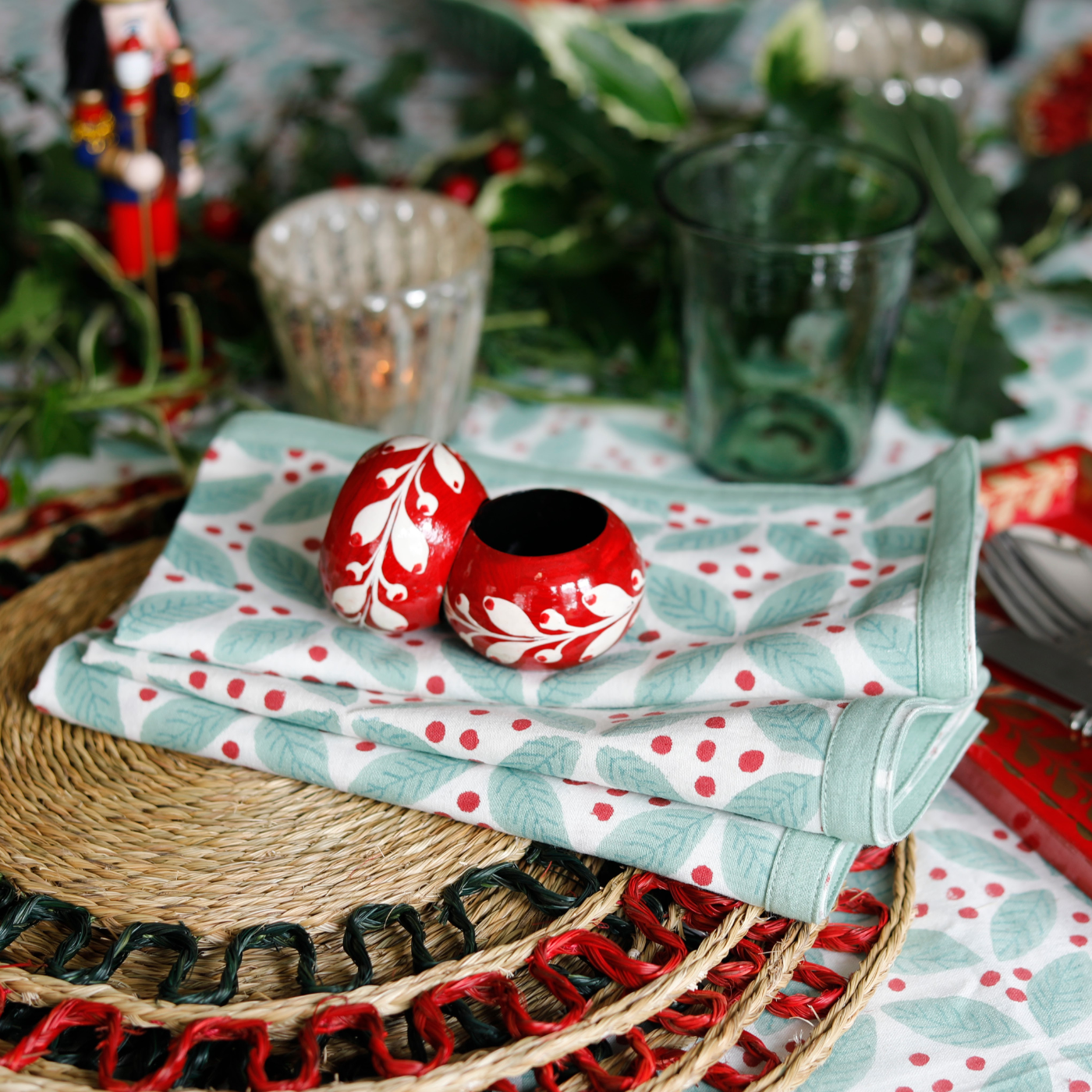 Scarlet Hand Painted Napkin Rings