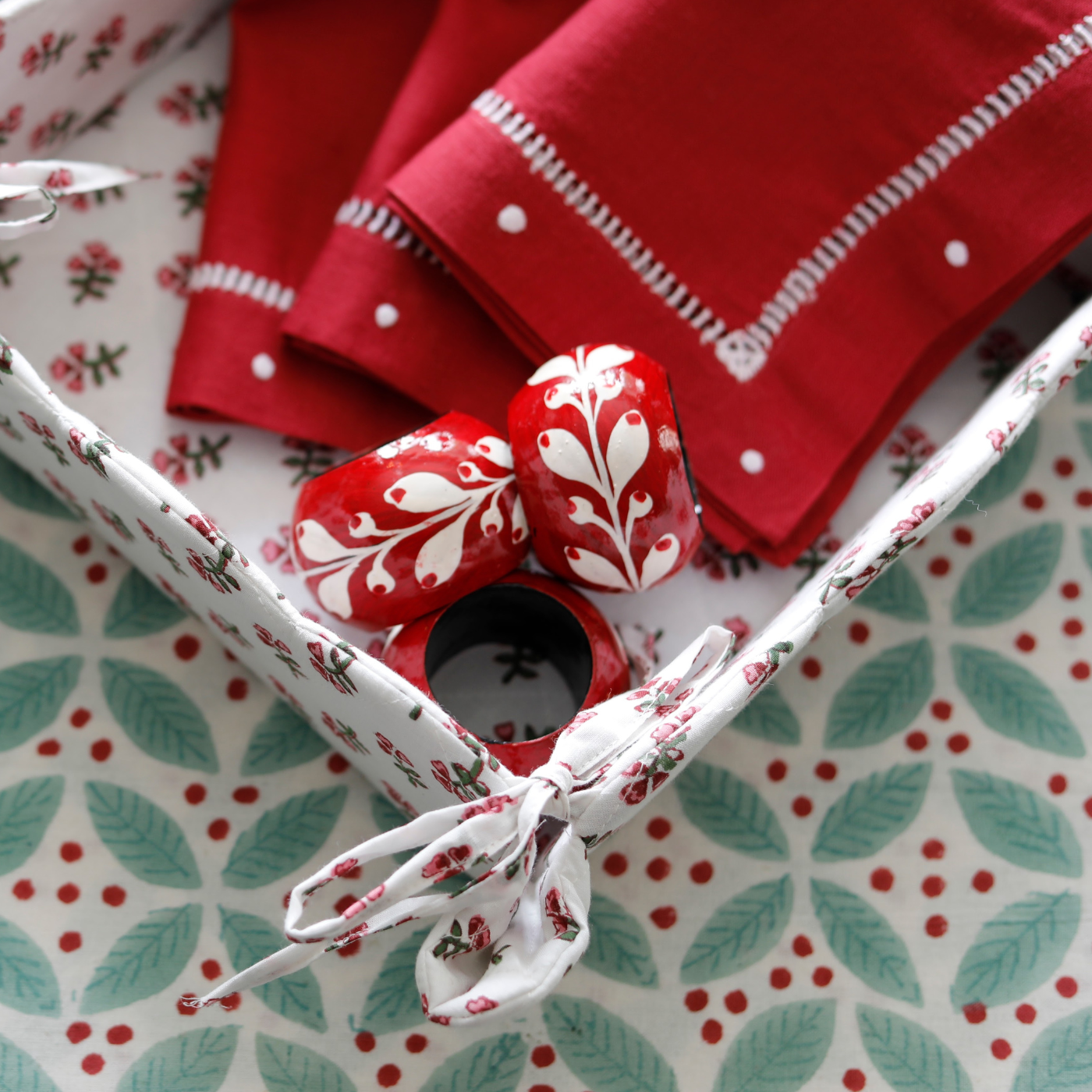 Scarlet Hand Painted Napkin Rings