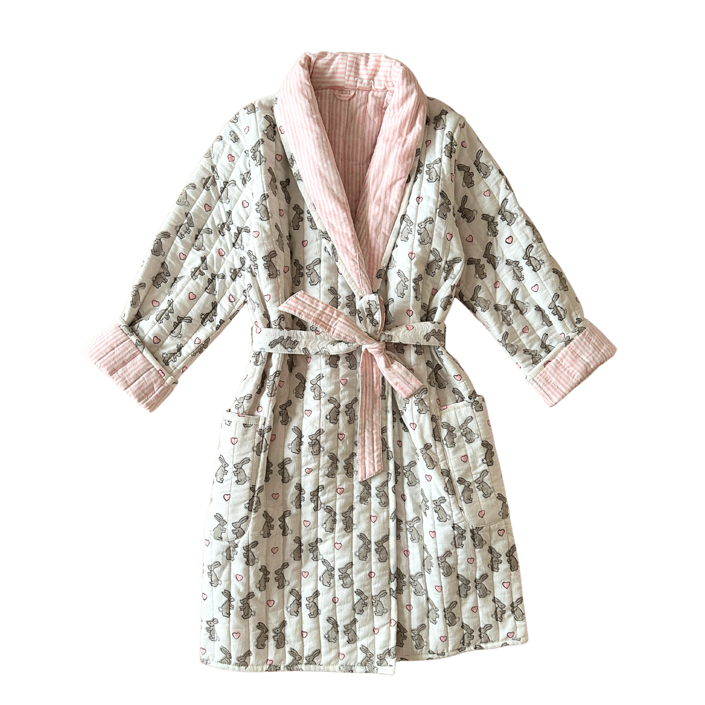 Pink Bunny Quilted Childrens Dressing Gown