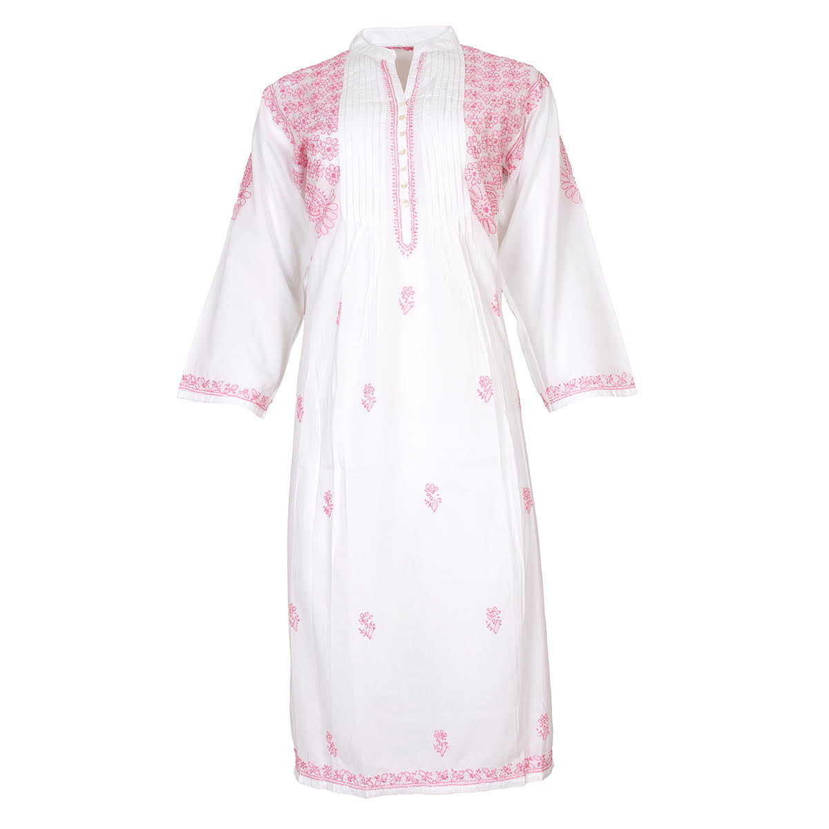 Long Sleeved Nightie - Pink Embroidery