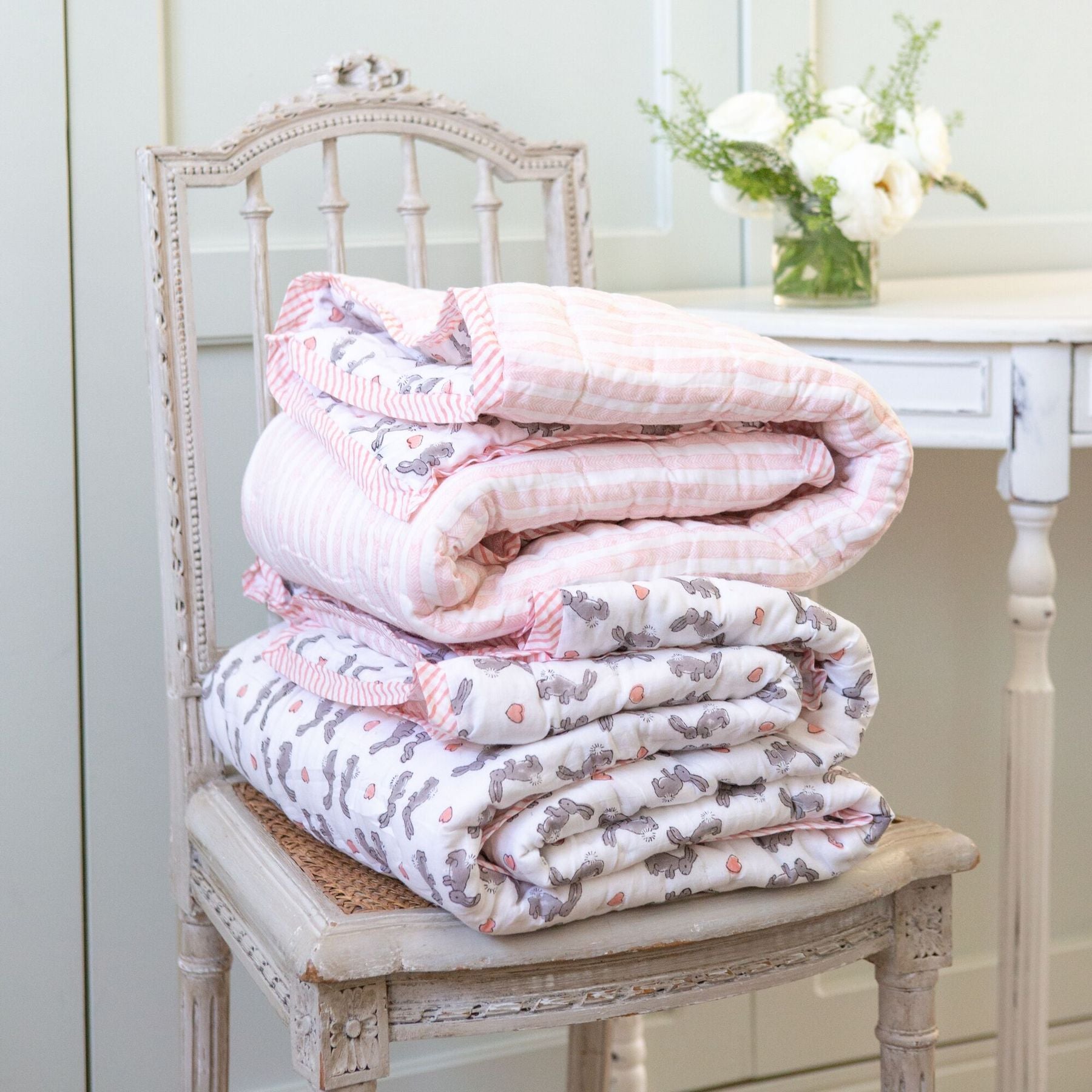 Pink rabbit blanket best sale