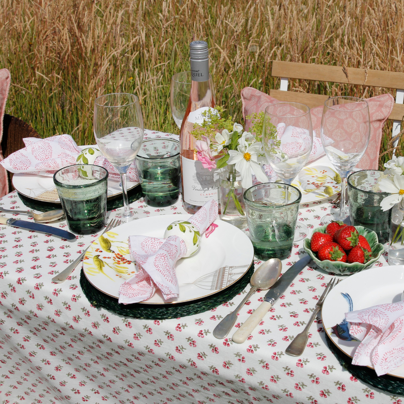 Pink Ditsy Tablecloth