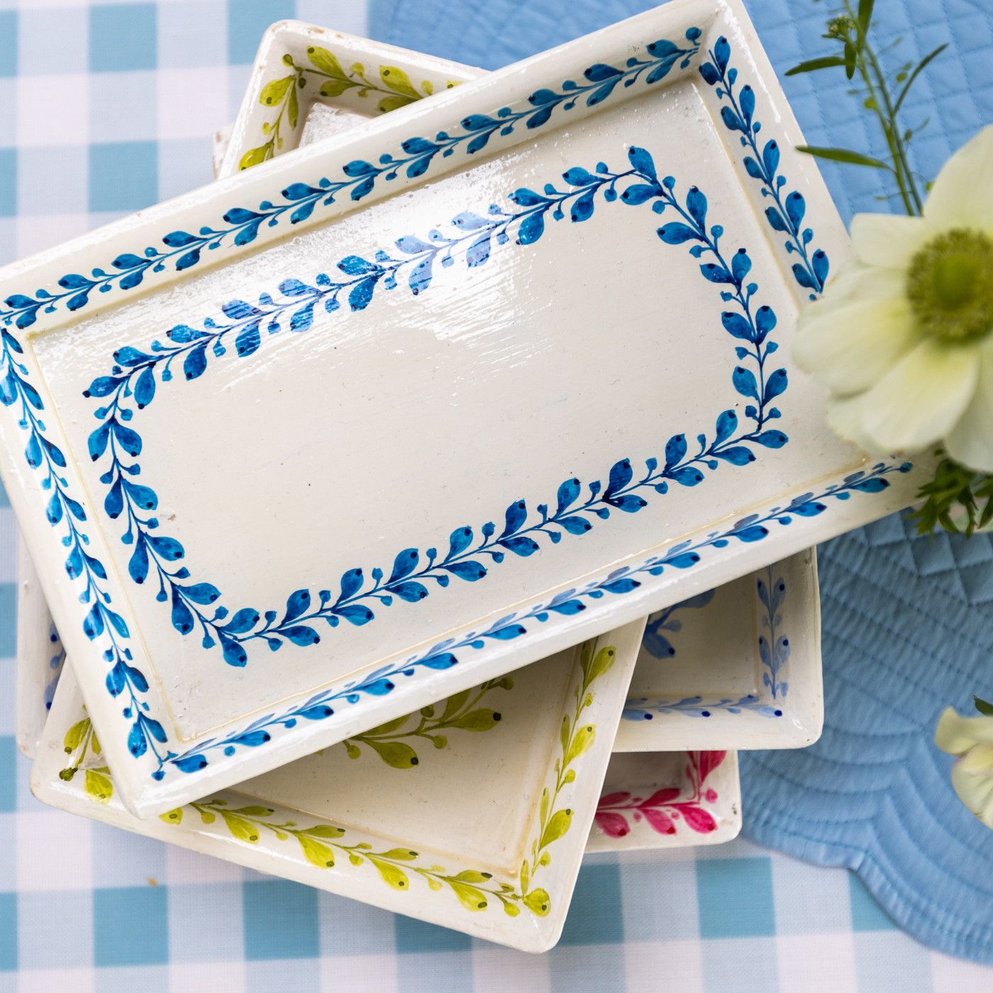 Blue Painted Tray