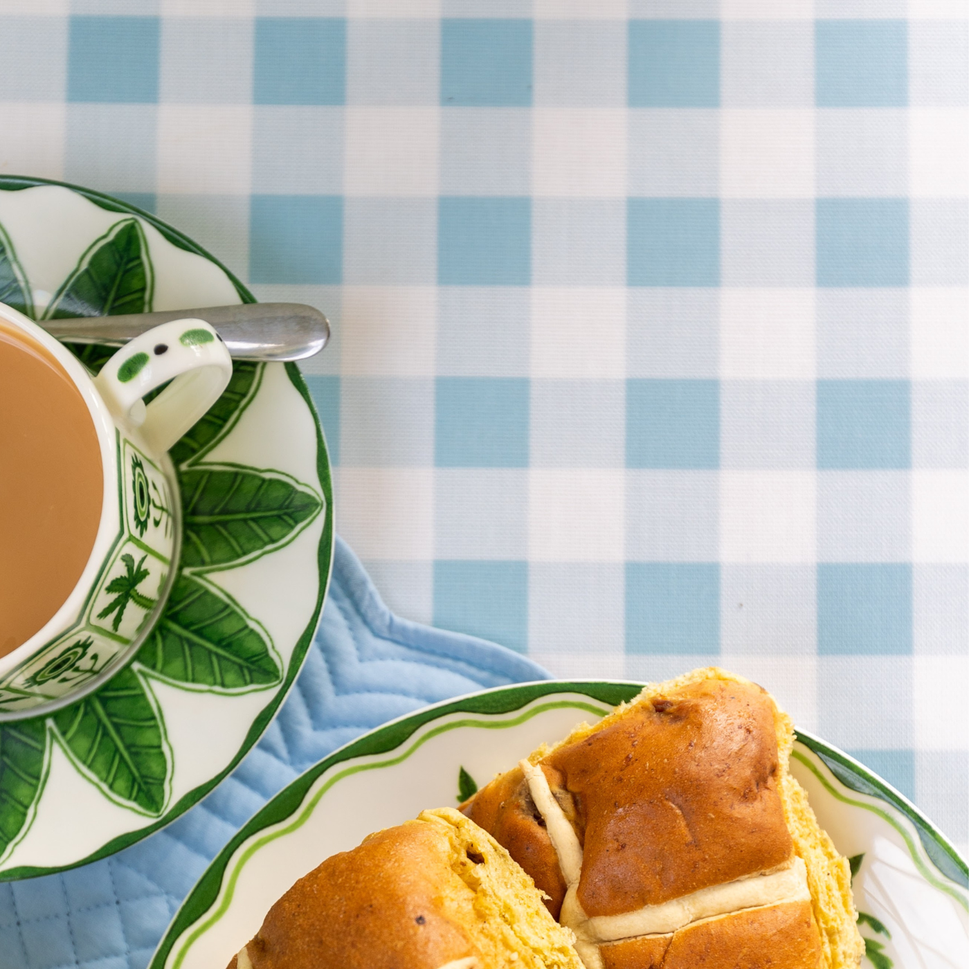 Light Blue Gingham Oilcloth