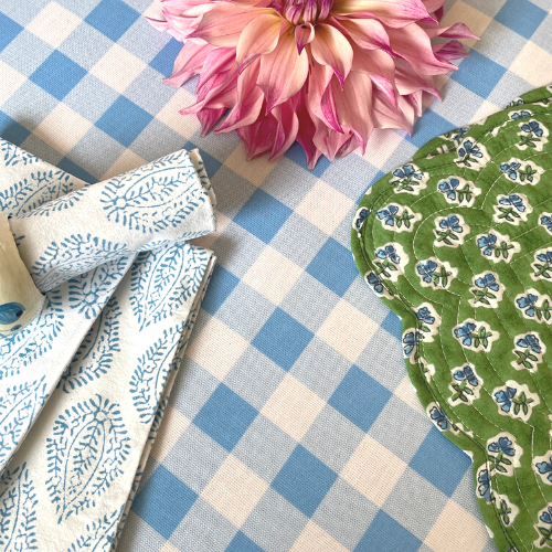 blue gingham oilcloth