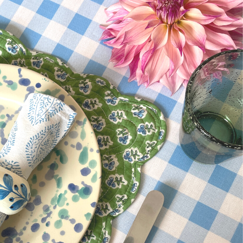 Blue Gingham Oilcloth