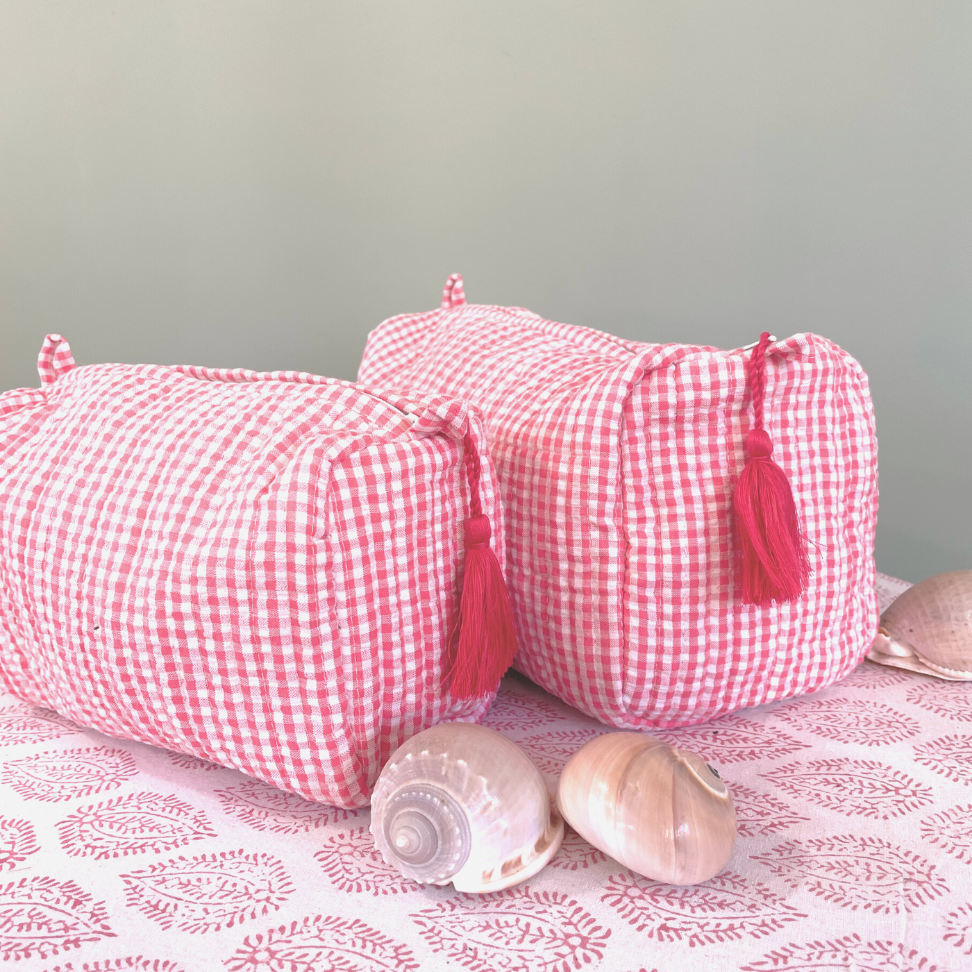 Pink Gingham Wash Bag