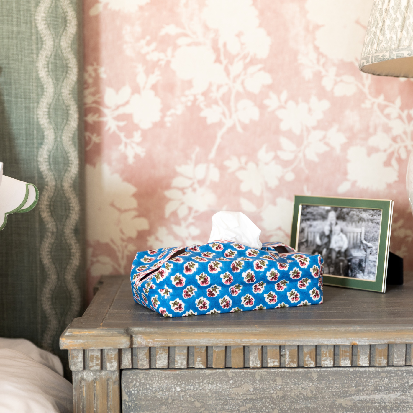 Azure Blue Ditsy Tissue Box Cover